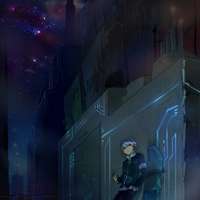 The city in glass fragments fog